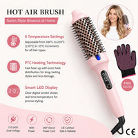 Thermal Brush, Blowout Boost 1.5 inch Heated Round Brush for Blowout Look, Dual Voltage, Tourmaline Ceramic, Negative Ion Technology, 6 Temperature Settings, Less Damage